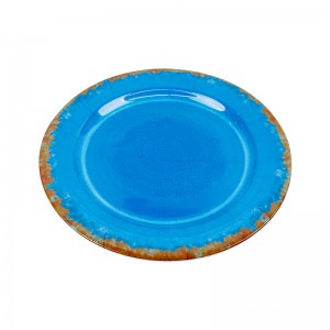 Wholesale unbreakable light blue melamine rustic plate dinnerware food grade daily use