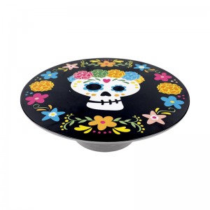 Wholesale high quality melamine custom logo design print melamine cake serving plate food stand round shape halloween cake stand