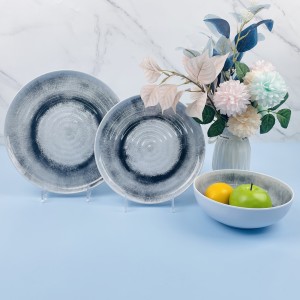 Melamine Plates Big Size Salad Plates Unbreakable Serving Dishes Great for Indoor and Outdoor Use Gray Plate