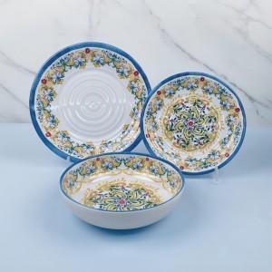 Restaurant dinner plates and bowl sets unbreakable party tableware melamine dinnerware