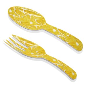 Lemon Pattern Decal Yas diav rawg thiab diav Teeb 100% Melamine Nrog Ntev Tes Rau Kev Sib Tw