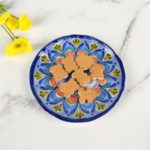 Plastic Aqua Blue Floral Design Modern Best Selling Melamine Elegant Home Dinnerware Set