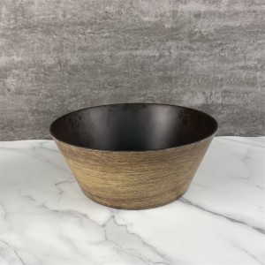 Custom Matte Finish Double Wooden Design ចាន Melamine Salad Brown Bowl