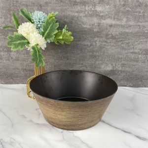 Custom Matte Finish Double Wooden Design ចាន Melamine Salad Brown Bowl