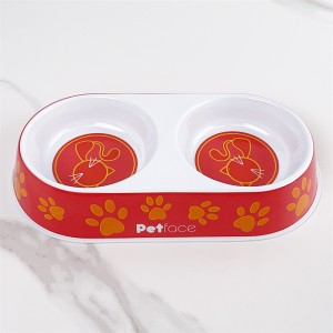 Pet Feeding Pot Cat Bowl Thickened Cartoon Round Pet Double Bowl