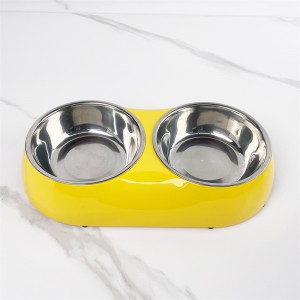 Factory manufacture melamine twin pet bowl for cats and dogs feeding