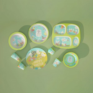 Cartoon Print Melamine Children Dinnerware Melamine Dinner Set Kids Plates Cups Kid Dinning