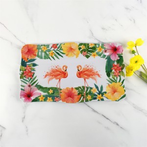 Plastic Melamine Elegant Tropical Jungle Floral Flamingo Pattern Irregular Edge Rectangular Tray Plate