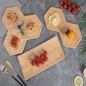 Custom Melamine Tableware Wooden Pattern Simple Hexagonal Honeycomb Design Food Table Mat Tray Set