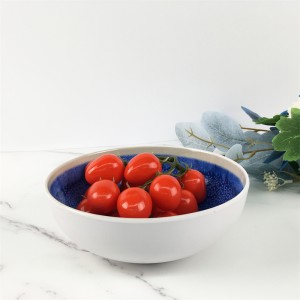 Melamine Plastic Custom Kiln Change Pattern Blue Round Soup Bowl