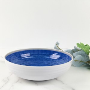 Melamine Plastic Custom Blue Kiln Change Wave Ripples Pattern Round Bowl