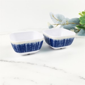 Melamine Plastic Custom Blue Pattern Square Bowl Snake Small Bowl