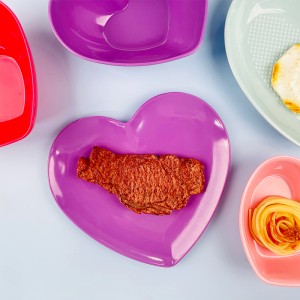 Heart shape solid color homeware plastic melamine chocolate plate/cookie plate