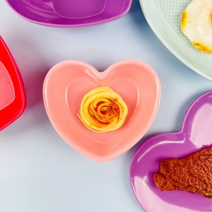 Colorful break-resistant cute melamine bowl durable heart shape plastic bowls