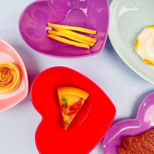 Colorful break-resistant cute melamine bowl durable heart shape plastic bowls